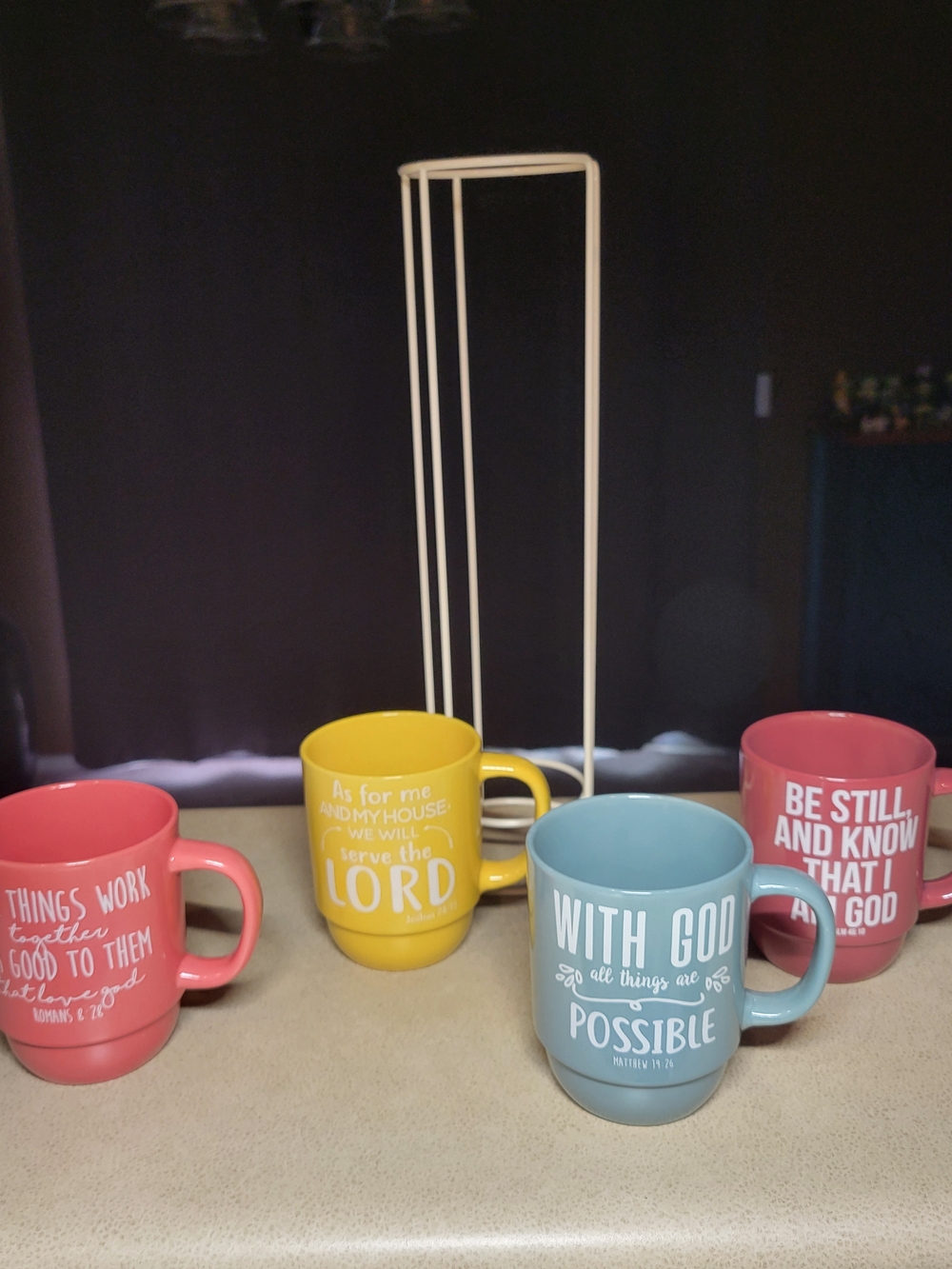 BW 4-Piece Stackable Inspirational Bible Verse Mug Set with Metal Stand - Picture 2 of 7
